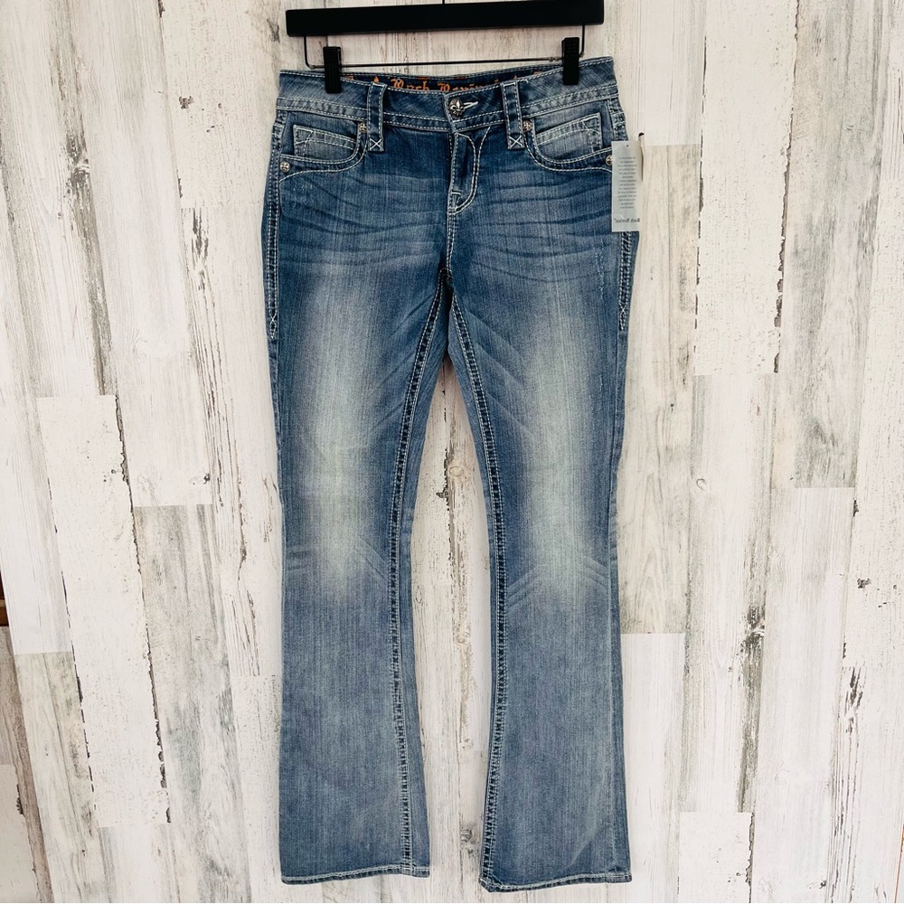 Rock Revival Women’s Size 27X33 Luna Bootcut Light Blue Denim Jeans NWT